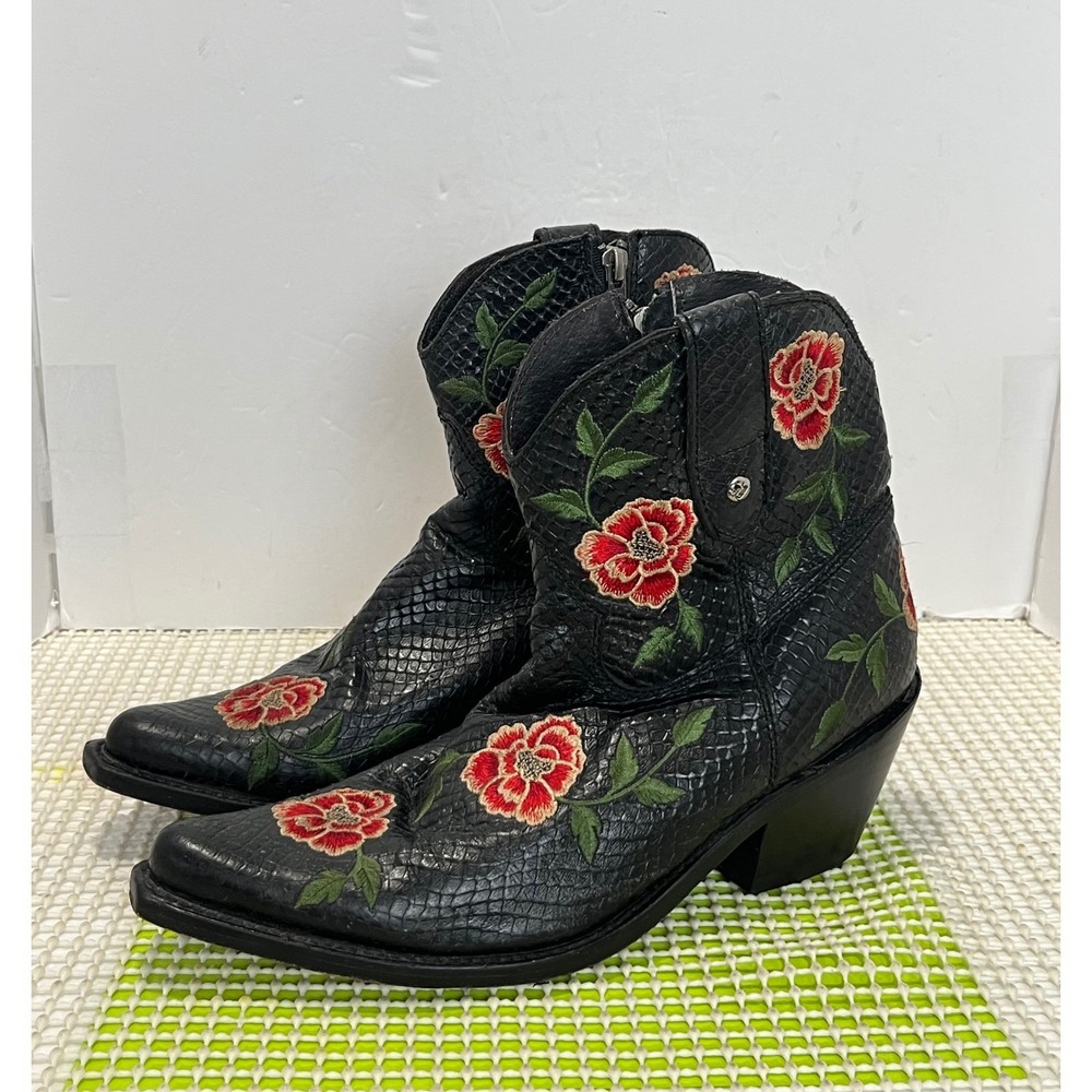 Liberty Black Western Ankle Boots Women's Size 9.5 Black GOOD Condition